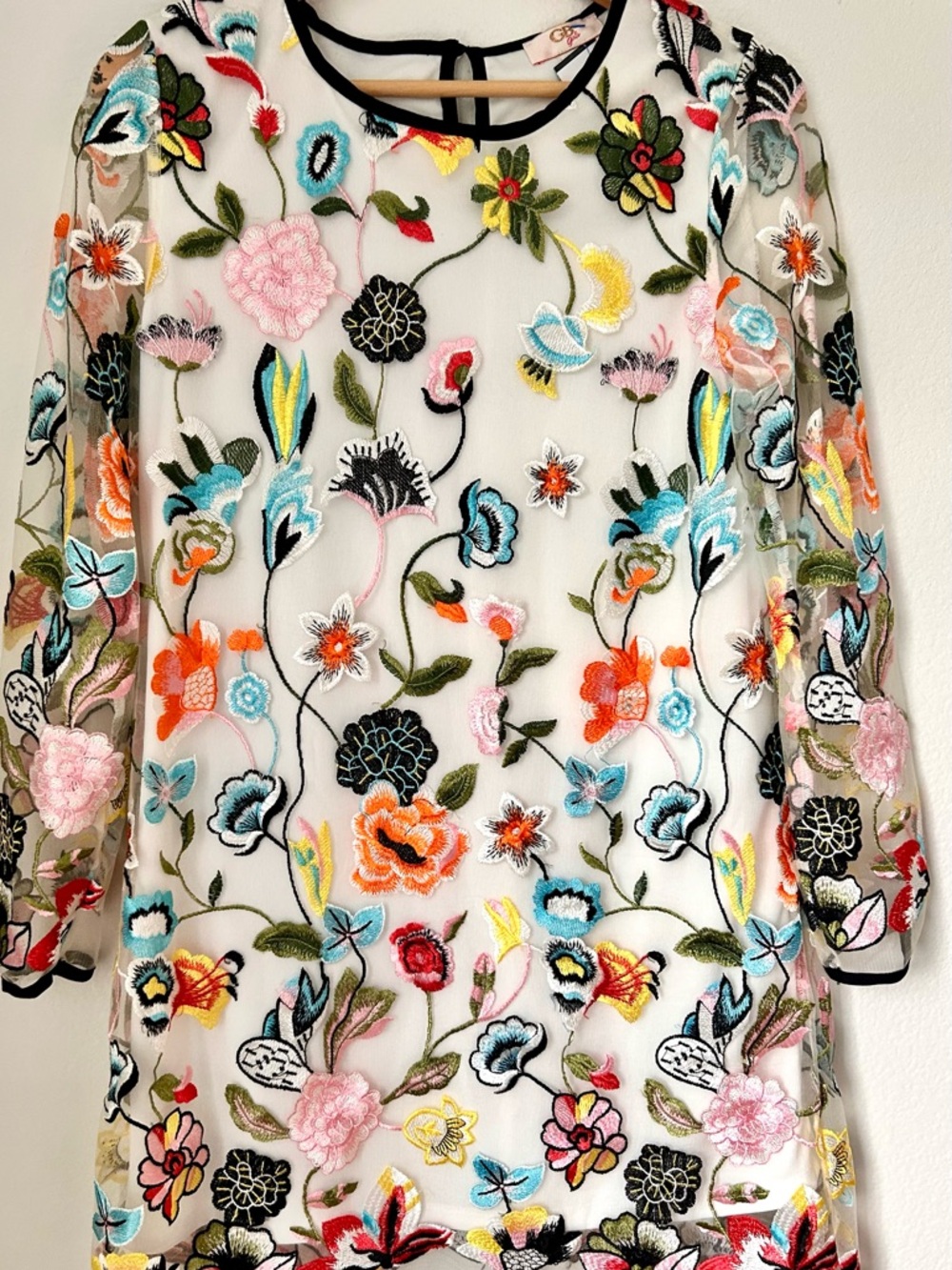 Gianni Bini GB Girls Sheer Floral Embroidered Dress Mesh Overlay Appliqué Size